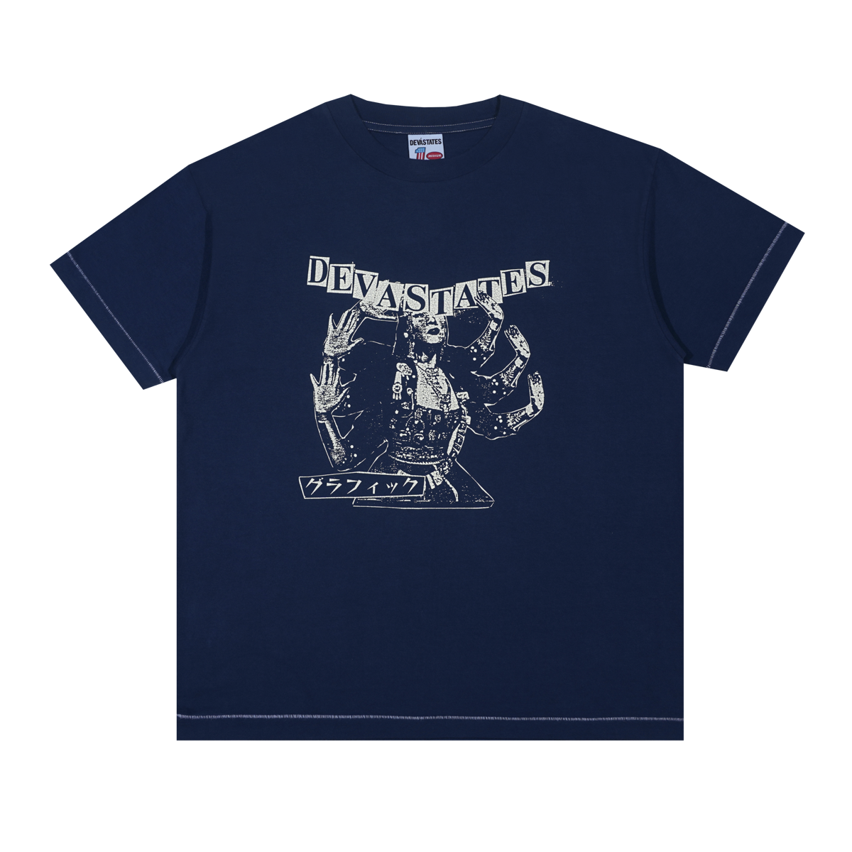 FUZZ S/S GFX Retro T-Shirt [Deep Blue Dyed]