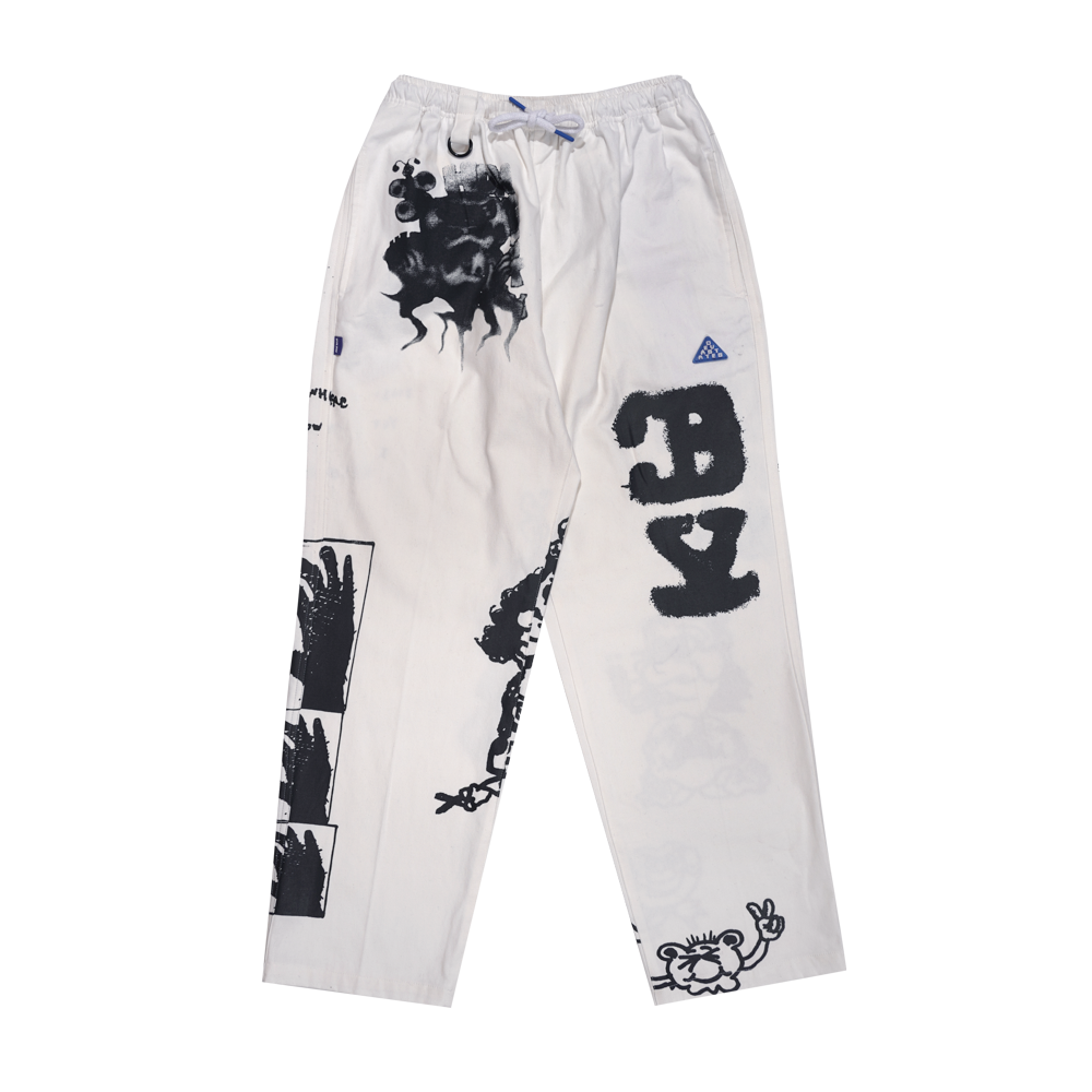 MK-4 Printed Easy Pants [White]