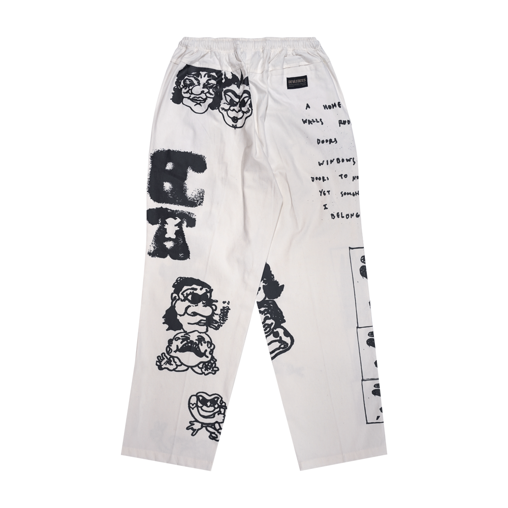 MK-4 Printed Easy Pants [White]